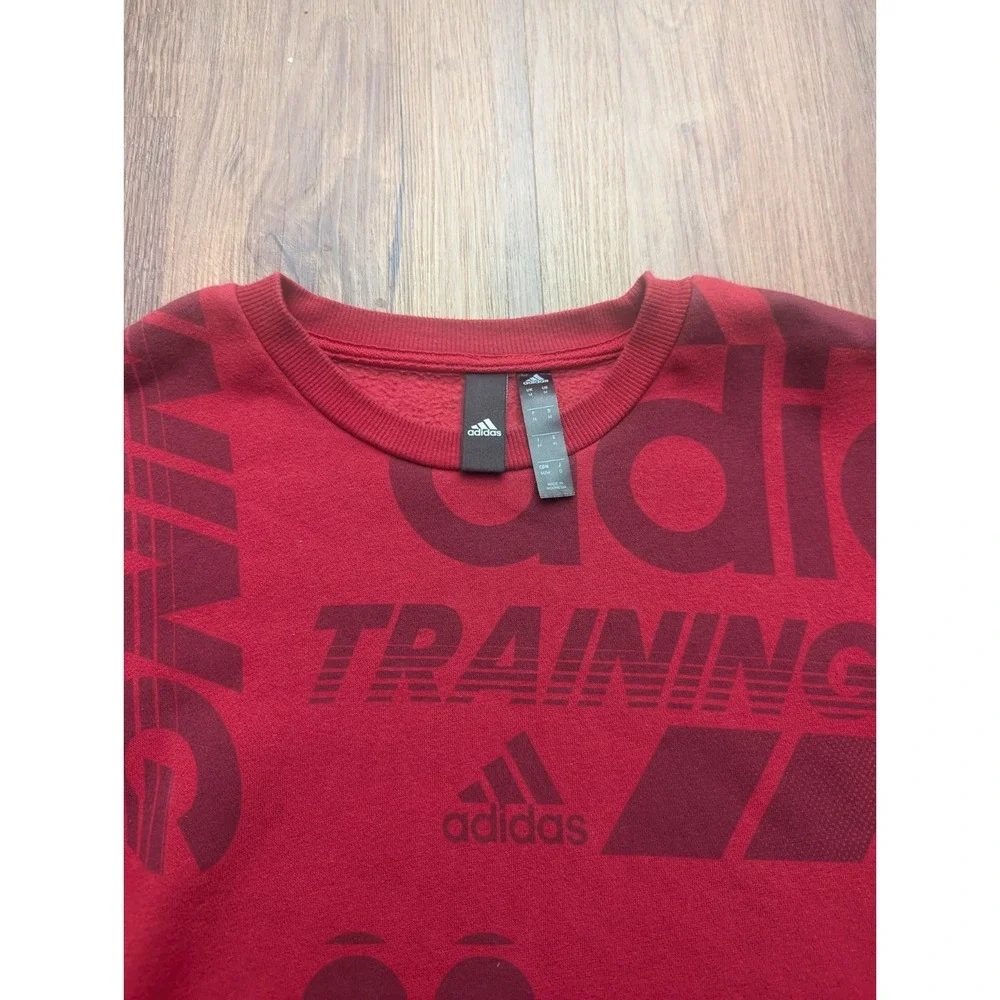 Adidas Sweatshirt Mens M Post Game Allover Print Crewneck Pullover Athletic‎ Red